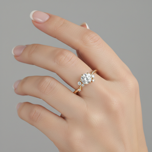 Bague de fiançailles en diamant de laboratoire avec pierres latérales dispersées, bague de mariée en or incurvée, sertie de griffes certifiée, luxe, vente en gros - Product Image 6