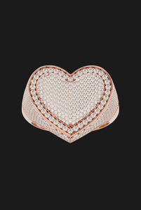 Moissanite Heart <b>Ring</b> Iced Out Heart Shaped Statement <b>Ring</b> <b>Mens</b> Womens Bridal Wedding Anniversary Gift Hip Hop Luxury Fine Jewel - Product Image 5