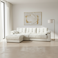 Canapé moderne compressé en boîte 3 places avec ottoman, rembourré, minimaliste, emballé sous vide, mobilier OEM