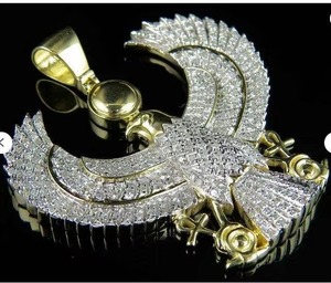 Pendentif Hip-Hop personnalisé en argent sterling 925 plaqué or avec moissanite VVS, motif faucon américain, bicolore - Product Image 6