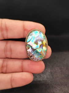 Natural <b>Abalone</b> <b>Shell</b> Groove Cabochon Pendant with Bezel Setting Handmade IGI Certified Women's Gift Jewelry - Product Image 1