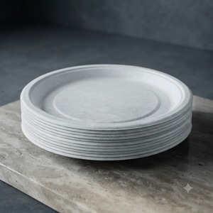 Assiette Ronde Écologique de 11 Pouces en Bagasse Naturelle Durable, Vaisselle Jetable Biodégradable en Pulpe de Canne à Sucre pour Buffet - Product Image 4