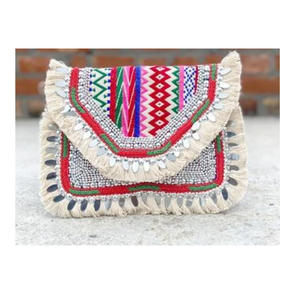 Style bohème indien fait à la main perlé femmes sac de messager nouvelle Collection géométrique soirée Shopping pochette sac à bandoulière fermeture éclair - Product Image 1