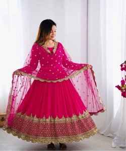 Traje Anarkali ZF-194 de Diseño con Bordado Georgette y Lentejuelas, Dupatta 84861 Rosa, de Secado Rápido, Ajuste Holgado, Largo hasta el Suelo, para Diwali - Product Image 2