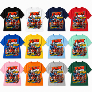 KIDZCO รถดับเพลิงฮีโร่เพียวคัลเลอร์แขนยาว O-Neck Casual Loose Hip Hop ผ้าฝ้าย 100% ถักเสื้อยืดระบายอากาศได้ดีเด็ก 5-6Y - Product Image 3