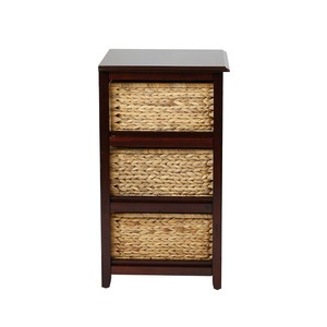 High Quality Vietnam-Made Wooden Cabinet with Water Hyacinth Basket <b>Storage</b> Drawer Cabinet for Home Furniture Wholesaler - Product Image 2