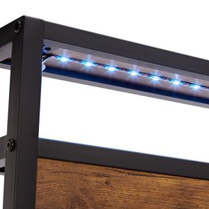 Struttura letto matrimoniale in metallo con luci LED, USB e rivestimento in legno, testiera e pediera, non richiede rete a molle, grande formato - Product Image 3