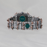 Montre mécanique de luxe RAHA en acier inoxydable, boîtier 41 mm, analogique, étanche 3 ATM, fermoir papillon, bijou de mode unisexe