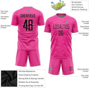 Uniforme de Fútbol Personalizable de Alta Calidad 25 26, Impresión de Logotipo y Nombre, Jersey de Fútbol Corto Unisex para Adultos, Equipación de Equipo 100% Poliéster - Product Image 3