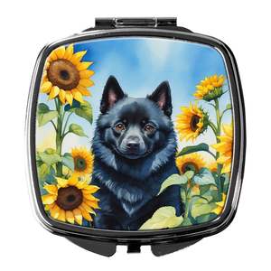 Schipperke Sunflowers Compact Travel <b>Makeup</b> <b>Mirror</b> Handheld Folding Pocket Decorative <b>Mirror</b> <b>for</b> Women and Girls Gift - Product Image 1
