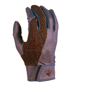Custom Brand Custom Wholesale High Quality White Red Navy Blue Leather Batting Gloves Padded <b>Hook</b> Loop Closure Unisex Adult - Product Image 2