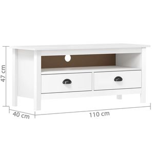 Supporto TV in legno di pino massiccio per 43.3 bianco "x 15.7" x 18.5 "Design elegante e durevole - Product Image 4