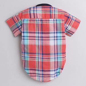 Polka Tots Demi Manches Chemise Barboteuse Denim Col Denim Poche-Rouge - Product Image 3
