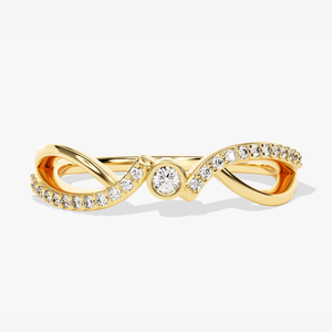 Bague de Fiançailles et de Promesse en Or Blanc 14K Plaqué Rhodium avec Diamant de Laboratoire Sertie en Bezel, Certifiée IGI, Modèle Infinity Twist à Bande Partagée - Product Image 2