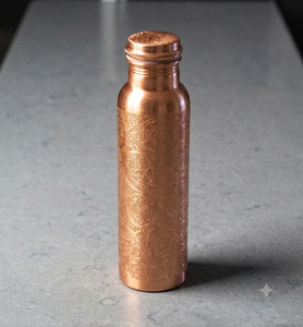 Bouteille d'eau ayurvédique en cuivre pur, design martelé, bouteille à boire en métal pour la maison, le bureau, la salle de sport, accessoires de boisson vintage - Product Image 5