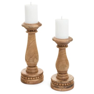 Support à bougie en bois artisanal, décoration rustique pour la maison, porte-bougie moderne minimaliste pour centre de table de mariage - Product Image 1