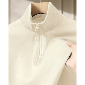 Sudadera OEM personalizada para hombre con media cremallera, cuello simulado, de algodón y forro polar, estilo oversize, informal, para streetwear. - Product Image 3