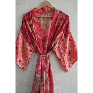 Robe Kimono Bohème en Soie Patchwork Grande Taille Respirante pour Femme, Longueur Cheville, Vêtement de Nuit Léger et Luxueux pour la Maison - Product Image 3