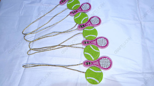 Wholesale Handmade Tennis Racket and Ball Beaded <b>Bag</b> <b>Charm</b> Luxury Sports Keychain Seed Bead Purse <b>Charm</b> OEM ODM Private Label - Product Image 5