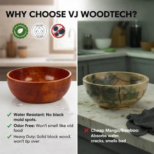 Tazón de Madera de Mango con Diseño Floral para Aperitivos, Ensaladas, Mezclas, Servir en la Cocina, Tazón de Postre de Madera Impresa, Suministro para Exportación - Product Image 5