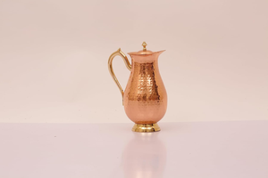 Carafe en cuivre martelé ronde, résistante à la rouille, avec couvercle, pour la décoration de la maison, à des fins décoratives et de cadeaux - Product Image 5