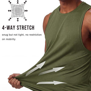 Débardeurs de sport pour hommes avec logo personnalisé, en tissu polyester, séchage rapide, respirant, col rond, pour la course à pied, chemise de sport élégante - Product Image 4