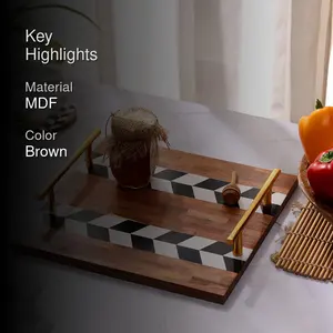 Plateau décoratif en bois de luxe moderne, élégant, durable et écologique, idéal pour la maison, la cuisine et la table basse - Product Image 2