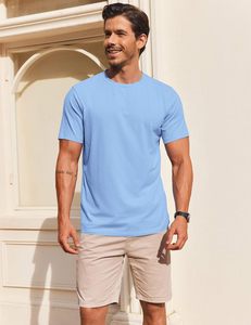 T-shirt basique pour homme en spandex/coton, coupe ample, léger, respirant, séchage rapide, écologique, manches courtes, décontracté, à porter au quotidien - Product Image 2