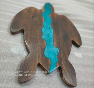 Planche à découper en bois d'acacia de haute qualité planche à découper en résine époxy tortue planche à fromage en gros planche à découper en bois - Product Image 2