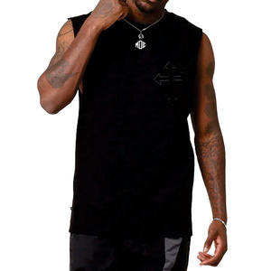 Camiseta sin mangas de algodón a la moda al por mayor, estilo urbano, con diseño de cruz aplicada, proveedor OEM de marca privada - Product Image 6