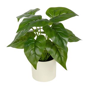 Set di 3 Piante Artificiali di Philodendron in Vaso Bianco da 10x4 Pollici, Verdi per Uso Interno - Product Image 2