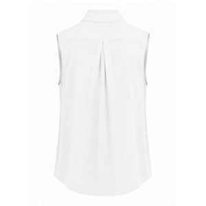 Women Sleeveless Pearl Button Bow Blouse Elegant Bow Neck Top Pearl Embellished Casual <b>Office</b> <b>Shirt</b> Custom Wholesale Ladies - Product Image 2