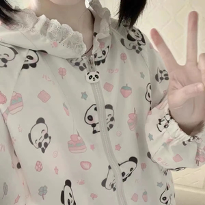 เสื้อฮู้ดผู้หญิงคุณภาพระดับมืออาชีพ ลายการ์ตูนแมวน่ารัก แจ็คเก็ตพิมพ์ลายสไตล์ Y2k สวยงามทันสมัย ป้องกันแสงแดด มีซิป เสื้อผู้หญิง - Product Image 5