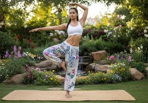 Pantalones de Yoga Cómodos y Transpirables de Verano, Estilo Bohemio Hippie, Color Verde, Super Cómodos, Venta al por Mayor para Mujer - Product Image 5