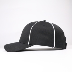 <b>Black</b> 5-Panel Trucker <b>Baseball</b> <b>Cap</b> White Contrast Stitching Unisex Mesh Fit Casual Breathable Waterproof Hat for Adults Custom - Product Image 3