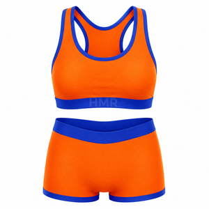 Conjunto Deportivo de 2 Piezas HMR Sisterhood Sorority, Naranja y Azul, Ropa Deportiva para Gimnasio, Bra Deportivo y Shorts para Yoga y Fitness - Product Image 5