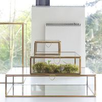 Boîte de rangement en verre rectangulaire avec couvercle, design minimaliste, couvercle à charnière, organisateur de rangement pour présentation