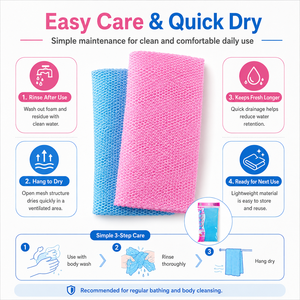 Pinkrabbit Taiwan Nonwoven Antibacterial <b>Bath</b> Accessory Exfoliating Coarse Nylon Mesh Body Scrubber <b>Bath</b> Towels Rich Lather - Product Image 2