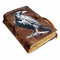 Nouveau carnet en cuir fait main New Era NEO-LBJ Skull - Journal vintage A5 avec motif oiseau, reliure cousue, fermeture C-Lock, couverture rigide, 100 feuilles à bords festonnés