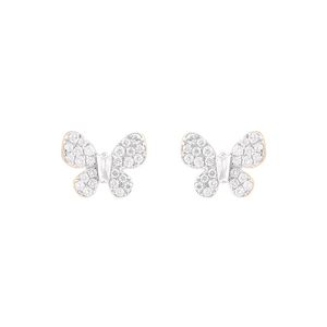 Boucles d'oreilles clous en or rose avec diamants de laboratoire en forme de papillon - Product Image 1
