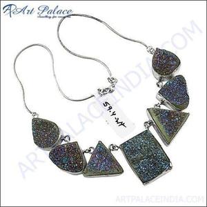 ART PALACE Collier pendentif en pierre gemme Druzy, serti clos, unisexe, design fabuleux, bijoux fins faits à la main en argent sterling 925 - Product Image 3