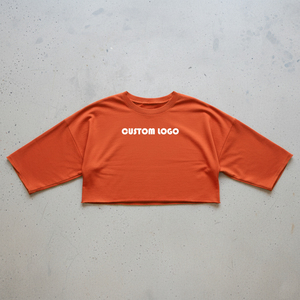 เสื้อครอปท็อปคอกลมแขนสั้นผ้าฝ้าย 100% แบบ OEM สั่งทำได้ ทรงหลวมสไตล์ Y2K สำหรับสาวๆ รุ่นใหม่ เสื้อยืดโอเวอร์ไซส์ทรงบ็อกซี่ - Product Image 3