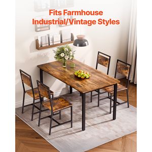 Set di 2 Sedie da Pranzo in Stile Moderno Farmhouse, Facile Montaggio, Sedia Laterale in Pelle con Tavolo in Legno e Schienale in Metallo - Product Image 5
