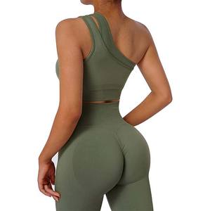 Conjunto Deportivo Asimétrico de un Solo Hombro para Mujer, Leggings de Cintura Alta Moldeadores, Sujetador Deportivo, Ropa Deportiva - Product Image 1