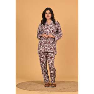 Ensemble de pyjama en crêpe poly pour femmes, imprimé, confortable, pour la nuit - Product Image 3