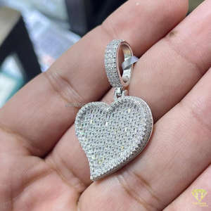 Luxury Fine Pendants <b>Charms</b> Unisex Iced VVS Lab Grown Love Pendant Romantic Bling <b>Heart</b> Chain Baguette Crystal - Product Image 5