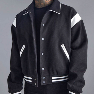 Chaqueta Varsity Retro de Satén para Hombre, Estilo Casual, Urbana, Delgada, de Béisbol, a la Moda, con Letras, Logotipo Personalizado - Product Image 1