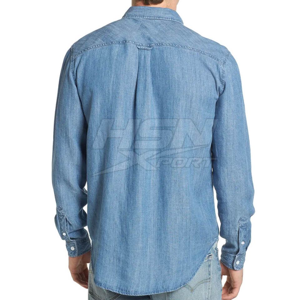 Classic Jeans Shirt for Men Custom Casual Button Down Long Sleeve Shirt ...