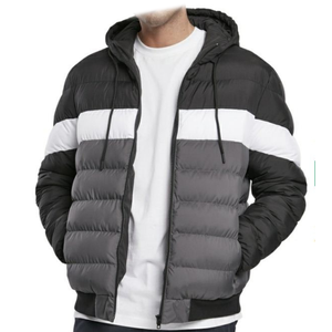 Veste matelassée à capuche pour homme, coupe-vent, style décontracté, avec blocs de couleur, fermeture éclair, rembourrage en polyester - Product Image 1