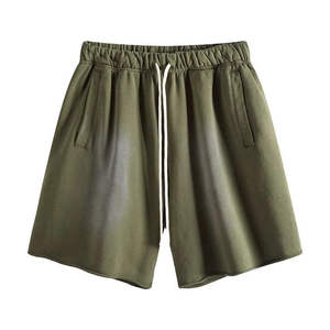 Shorts Bermuda en Coton Vert Olive pour Homme, Taille Mi-Haute avec Cordon de Serrage, Décontractés avec Poches, Tissu Respirant - Product Image 1
